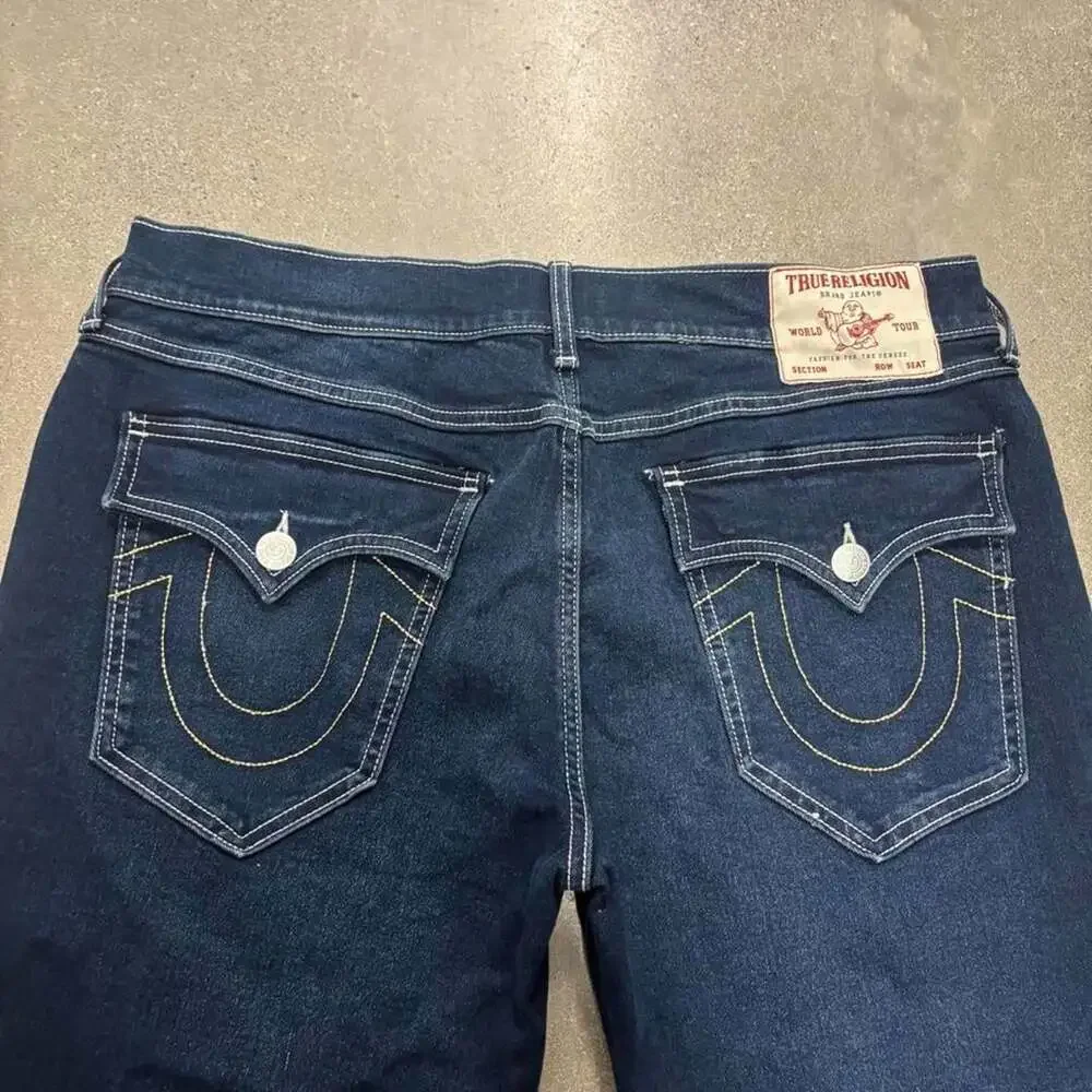 True Religion Billy Relaxed Bootcut Jeans 36x31 Dark Blue Denim